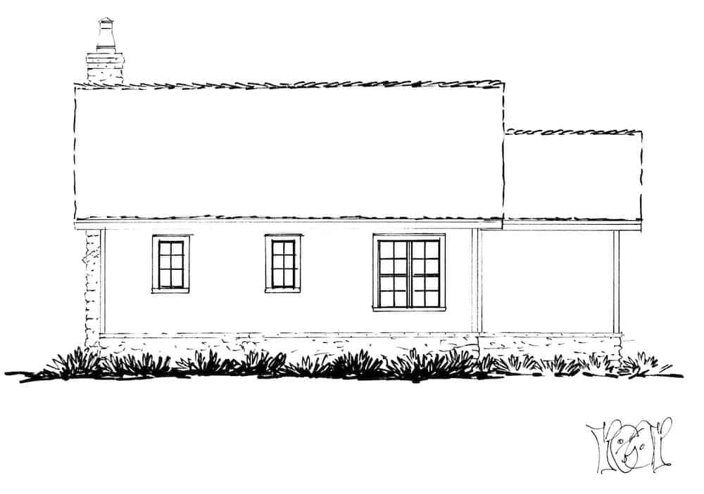 Home Plan Rear Elevation of this 2-Bedroom,1065 Sq Ft Plan -205-1022
