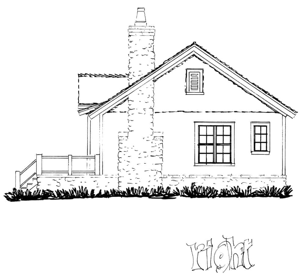 Home Plan Right Elevation of this 2-Bedroom,1065 Sq Ft Plan -205-1022
