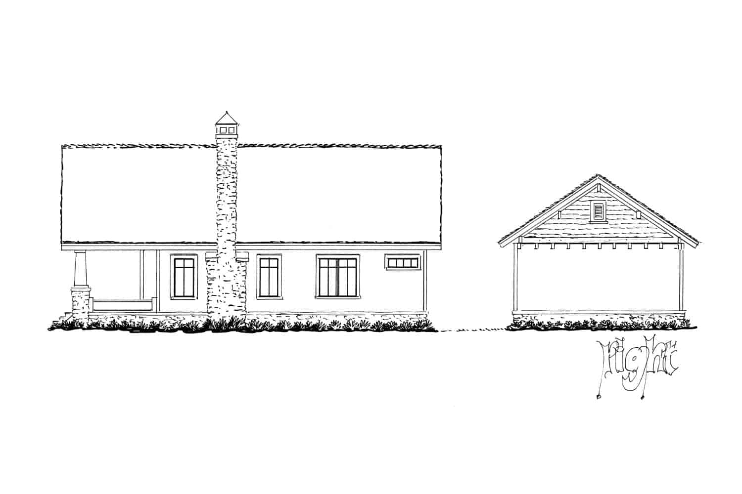 Home Plan Right Elevation of this 2-Bedroom,1164 Sq Ft Plan -205-1228