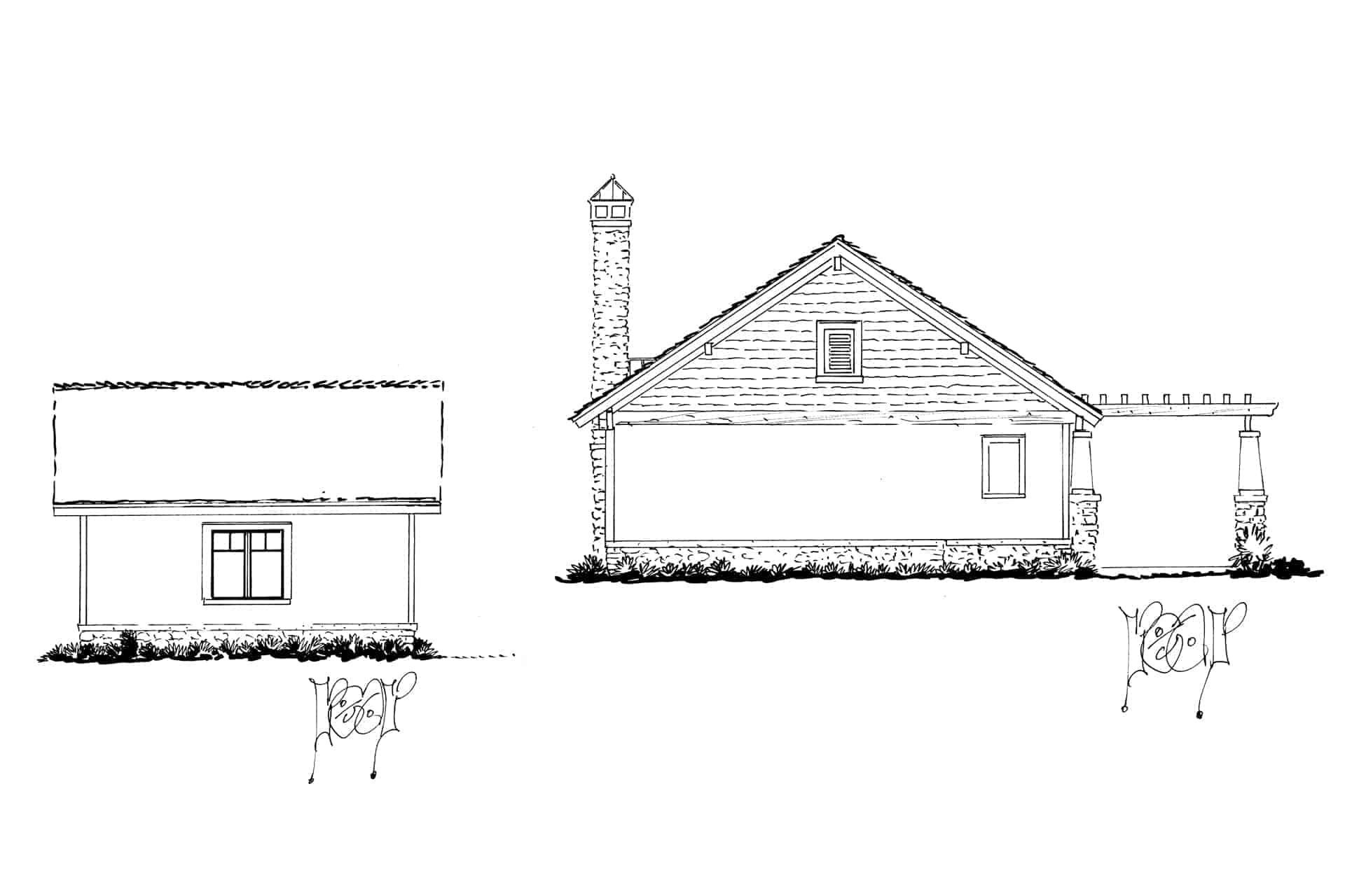 Home Plan Rear Elevation of this 2-Bedroom,1164 Sq Ft Plan -205-1228
