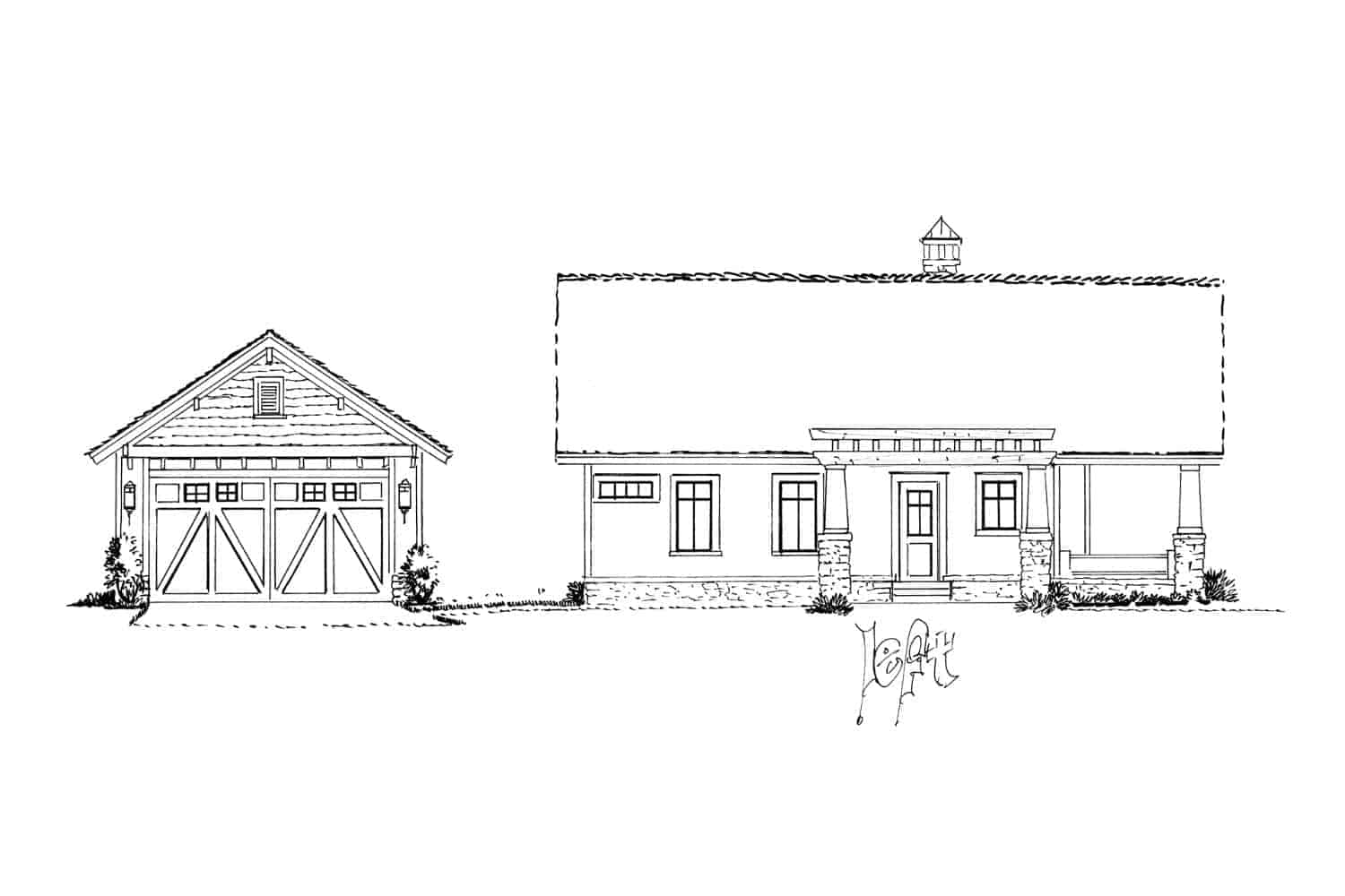 Home Plan Left Elevation of this 2-Bedroom,1164 Sq Ft Plan -205-1228