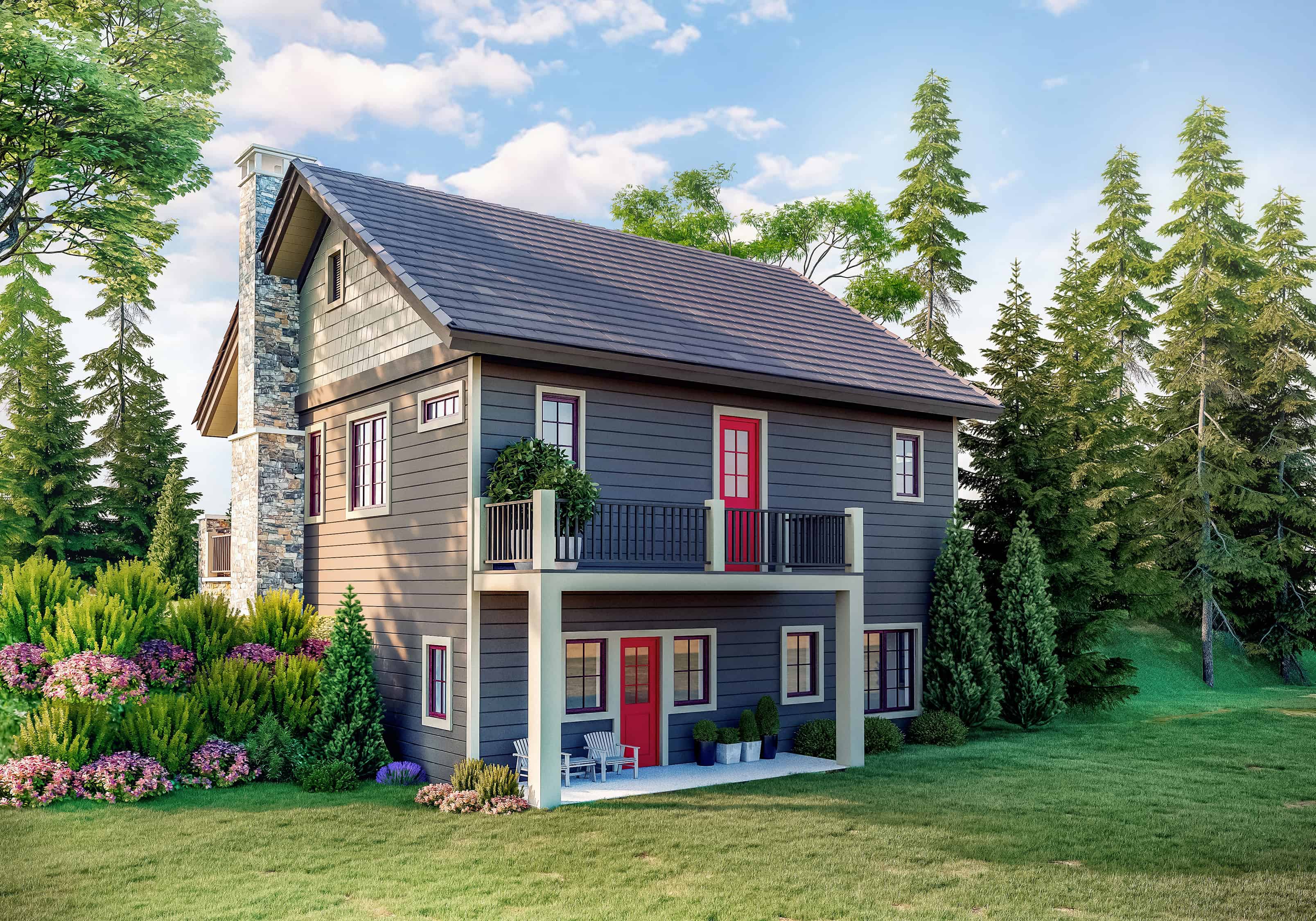 Home Plan Rear Elevation of this 3-Bedroom,1755 Sq Ft Plan -205-1229