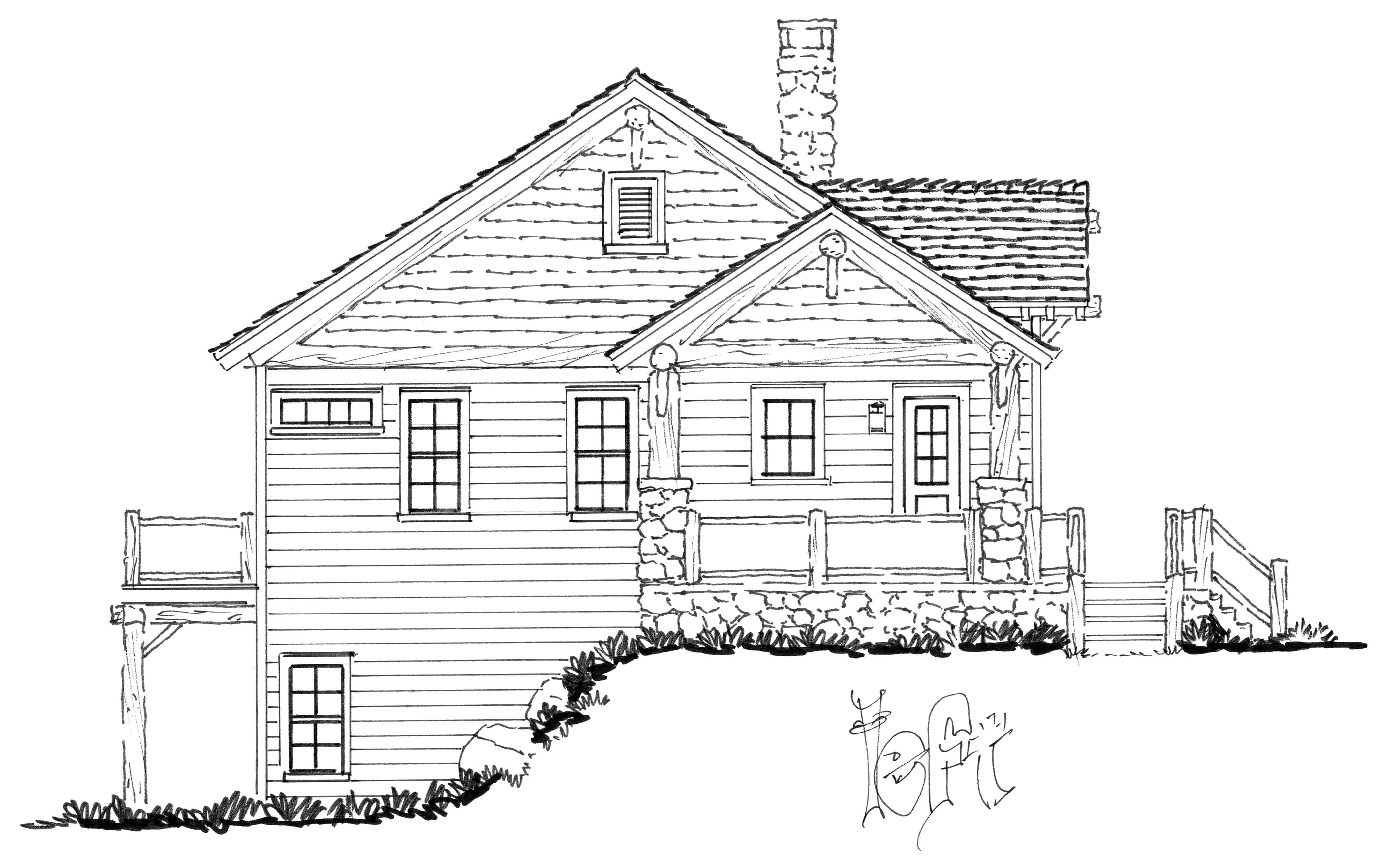 Home Plan Left Elevation of this 3-Bedroom,1755 Sq Ft Plan -205-1229