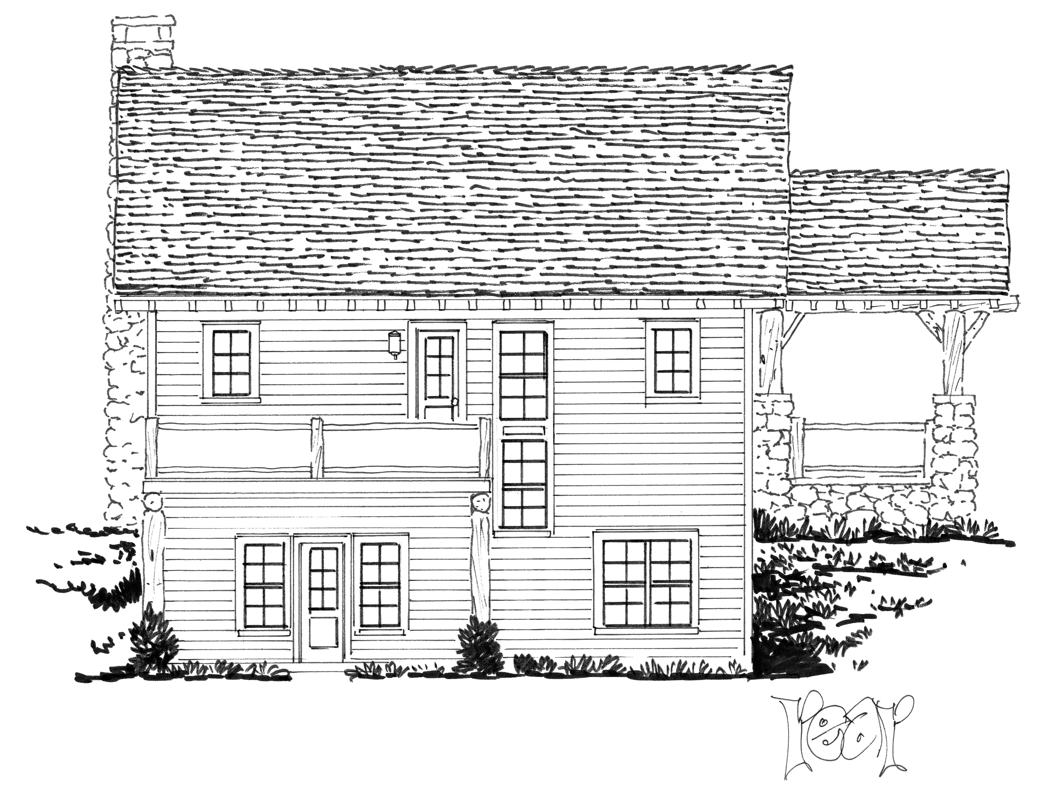 Home Plan Rear Elevation of this 3-Bedroom,1755 Sq Ft Plan -205-1229