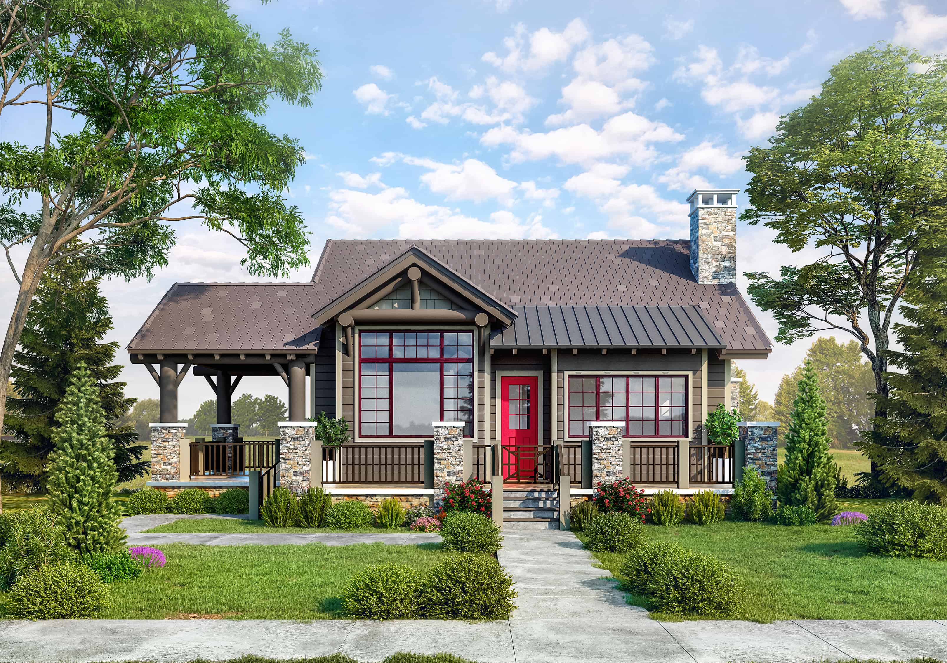Front elevation of Cottage home (ThePlanCollection: House Plan #205-1229)