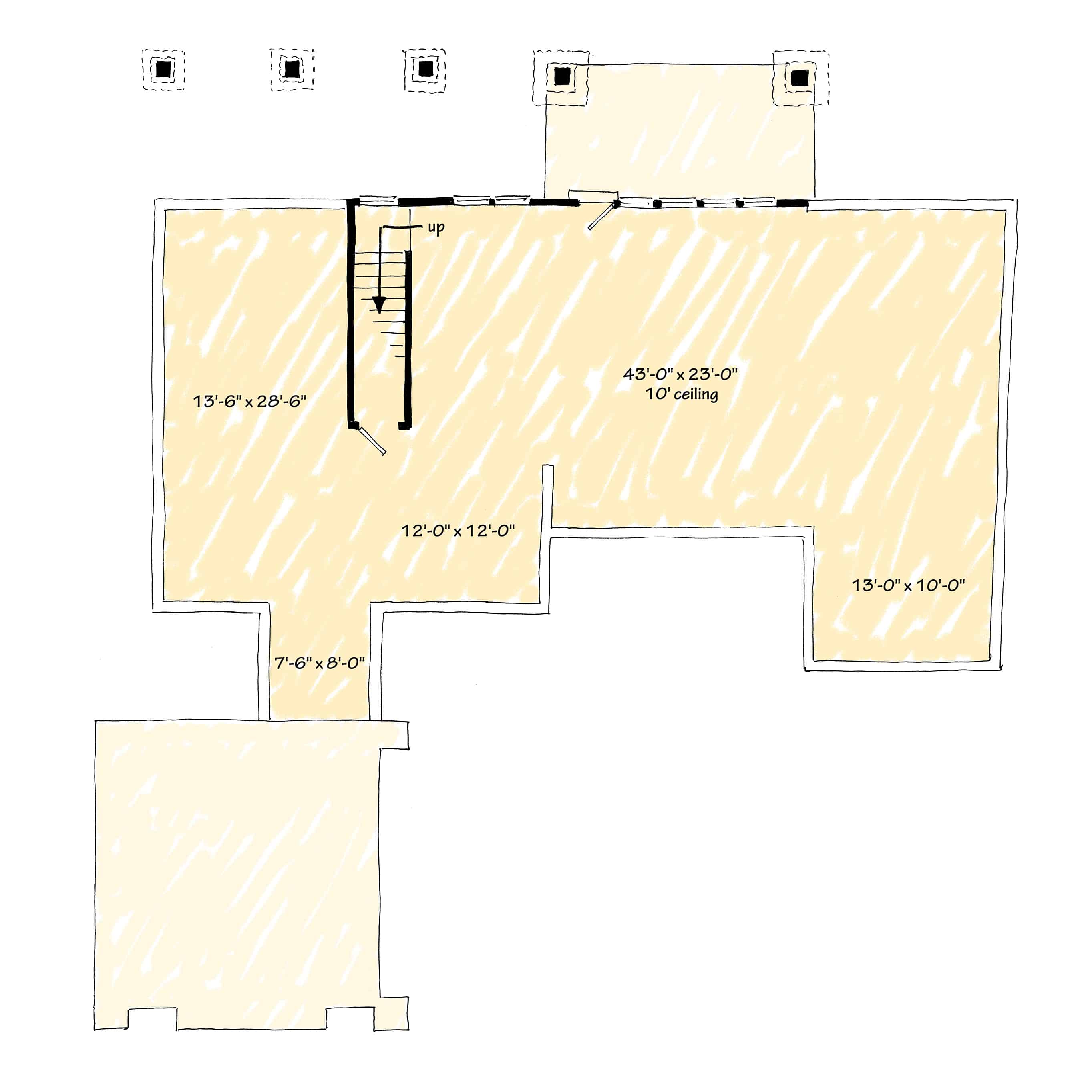 Basement of Modern Farmhouse Plan #205-1231