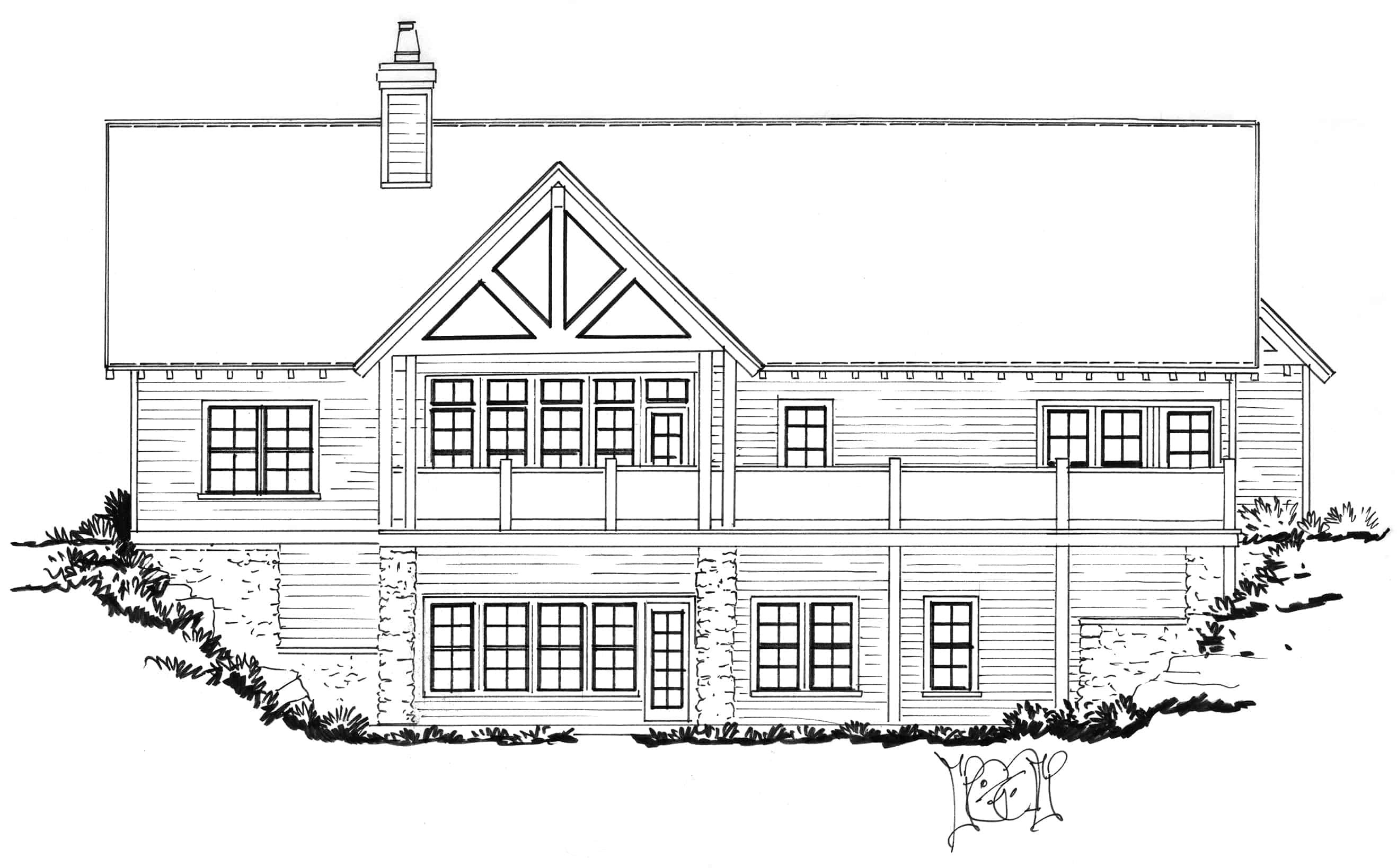 Home Plan Rear Elevation of this 3-Bedroom,1892 Sq Ft Plan -205-1231