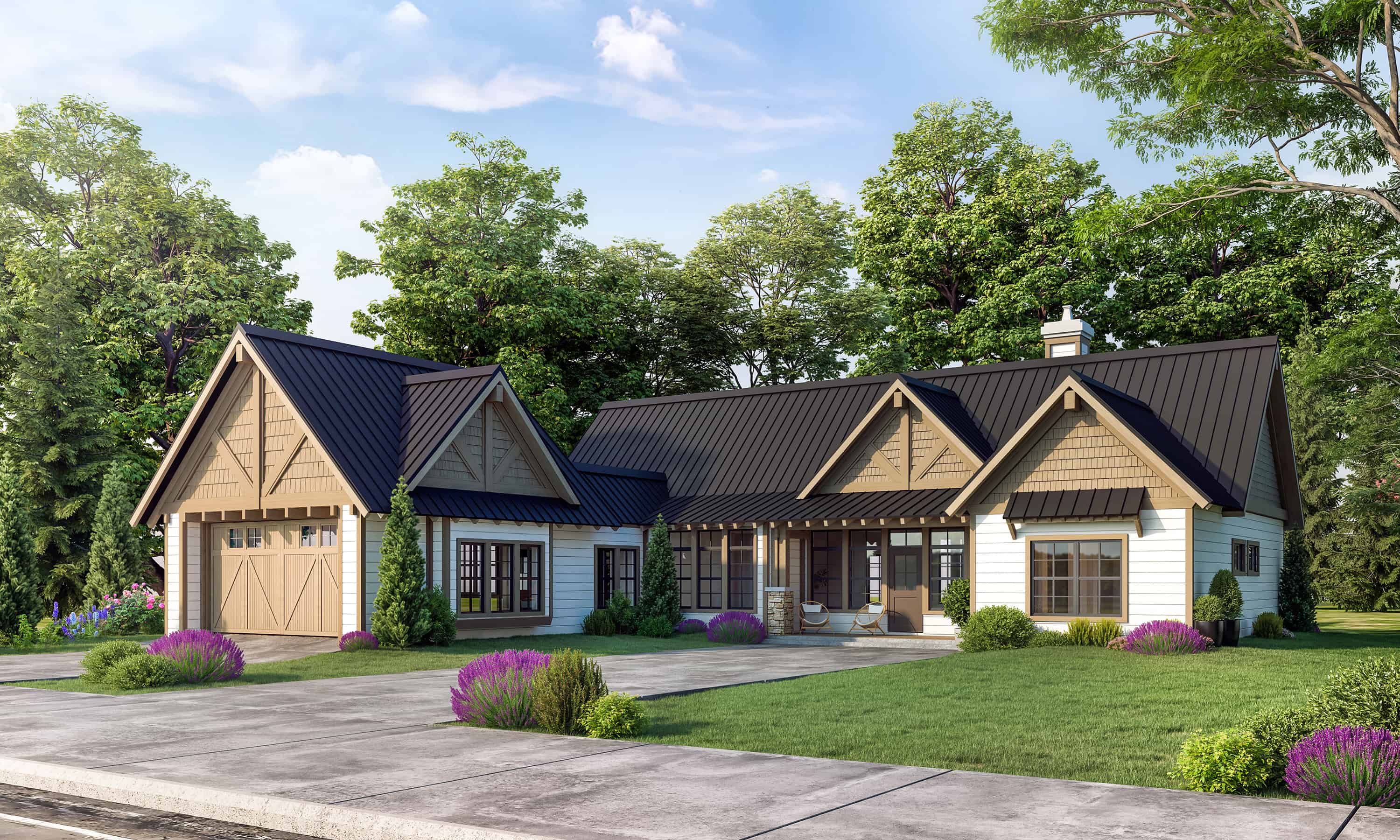 Front elevation of Modern Farmhouse home (ThePlanCollection: House Plan #205-1231)