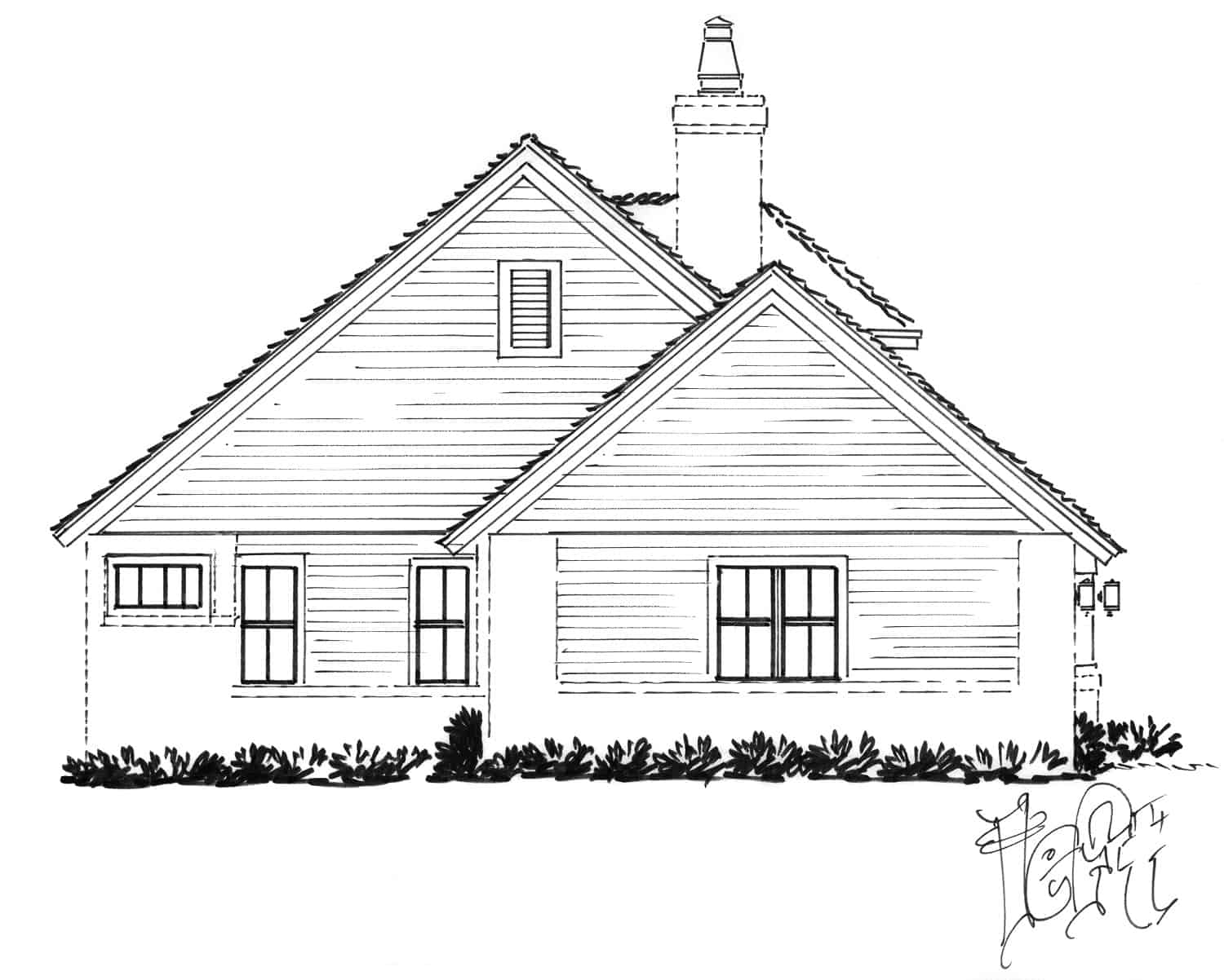Home Plan Left Elevation of this 2-Bedroom,1166 Sq Ft Plan -205-1232