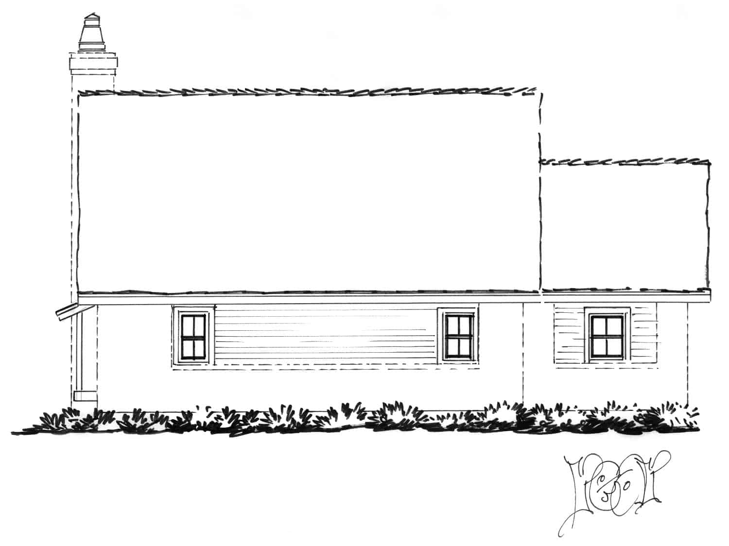 Home Plan Rear Elevation of this 2-Bedroom,1166 Sq Ft Plan -205-1232
