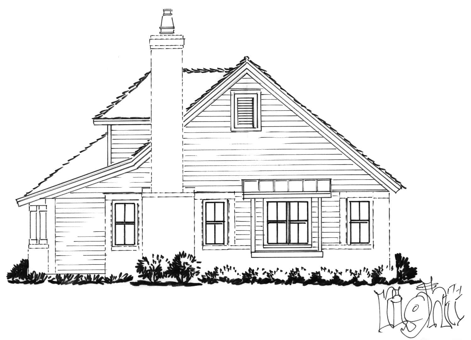 Home Plan Right Elevation of this 2-Bedroom,1166 Sq Ft Plan -205-1232