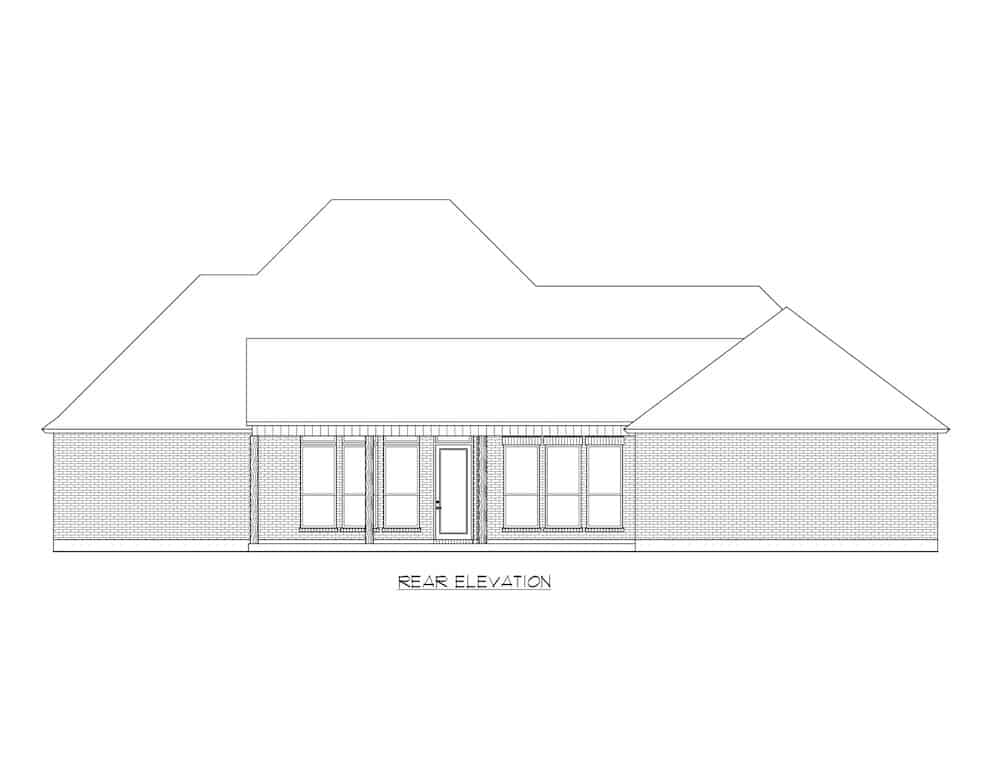 Home Plan Rear Elevation of this 4-Bedroom,2570 Sq Ft Plan -206-1000