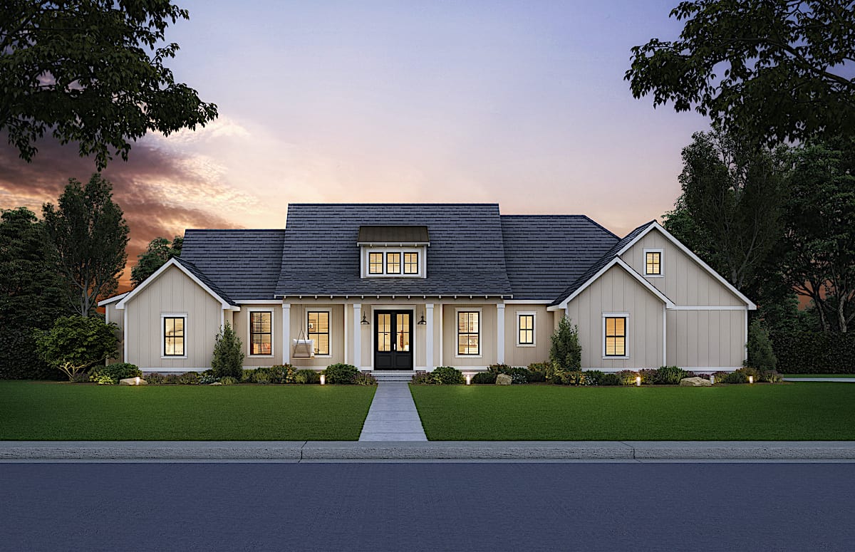 Home at Night of this 3-Bedroom, 1954 Sq Ft Plan - 206-1001