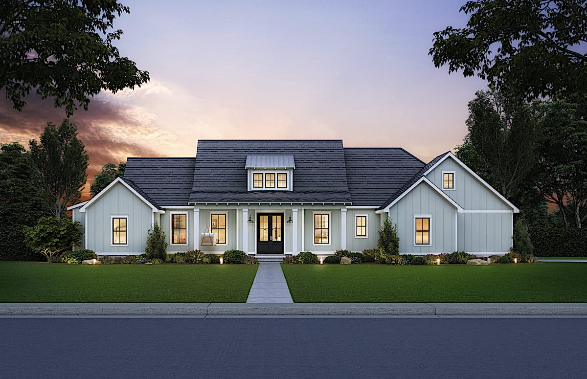 Home at Night of this 3-Bedroom, 1954 Sq Ft Plan - 206-1001