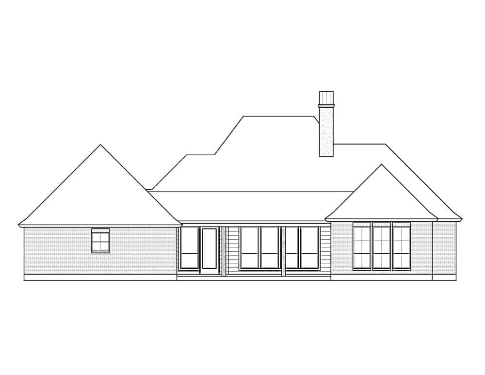 Home Plan Rear Elevation of this 4-Bedroom,2384 Sq Ft Plan -206-1003