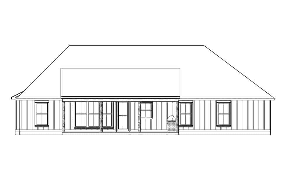 Home Plan Rear Elevation of this 4-Bedroom,1889 Sq Ft Plan -206-1004