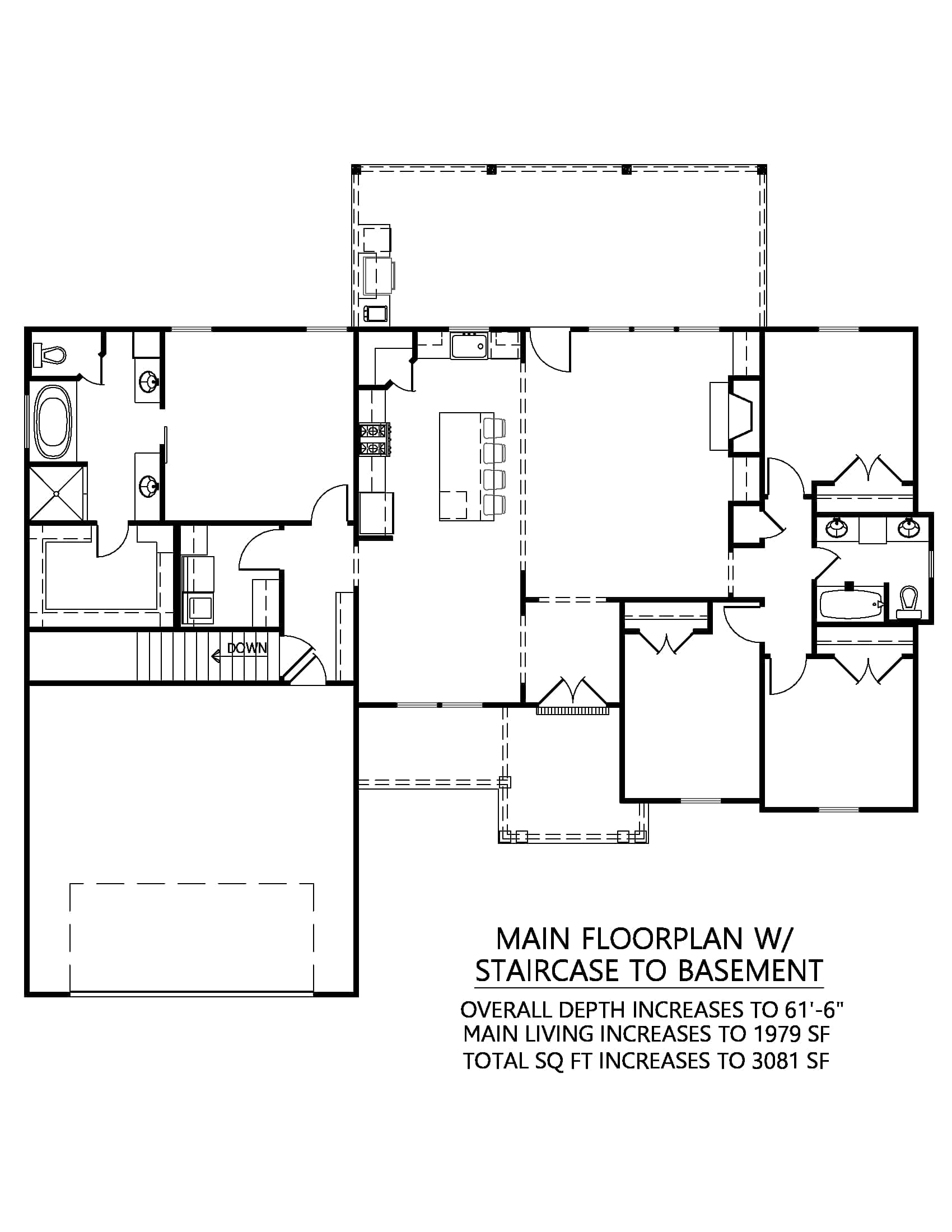 Main Level of Contemporary Plan #206-1004