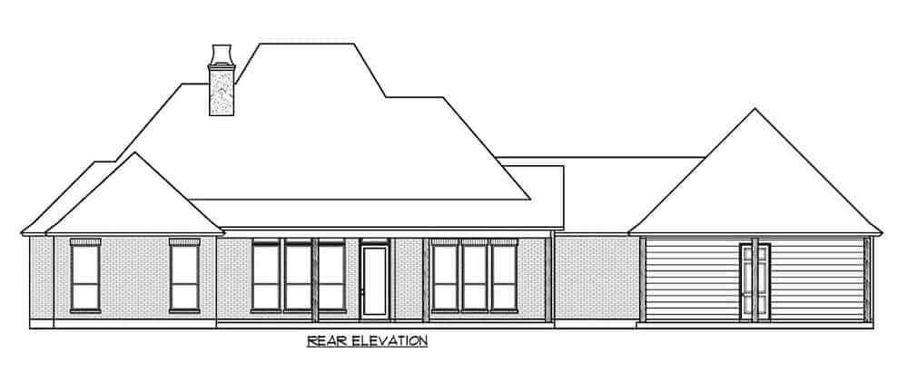 Home Plan Rear Elevation of this 4-Bedroom,2446 Sq Ft Plan -206-1006