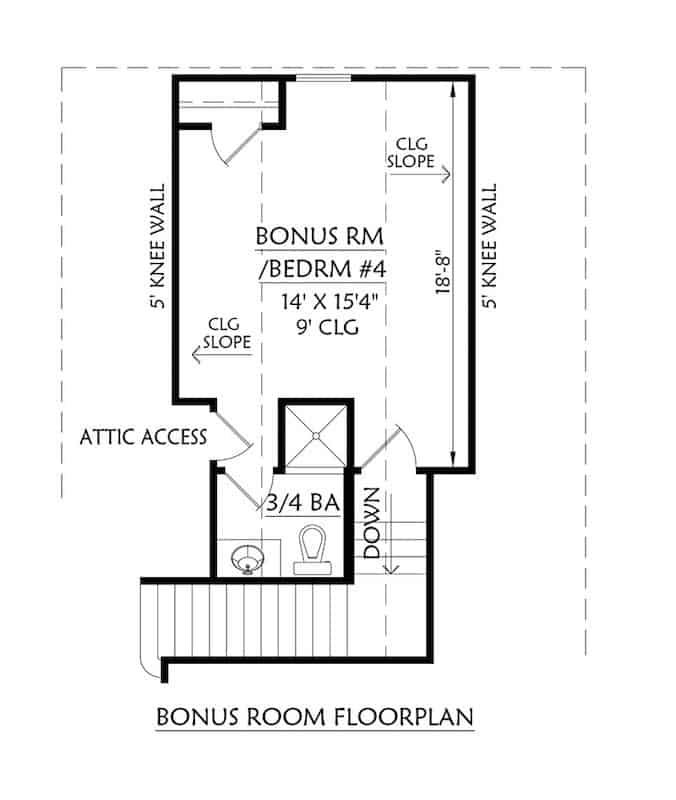 Floor Plan Bonus Room of Contemporary Plan #206-1007