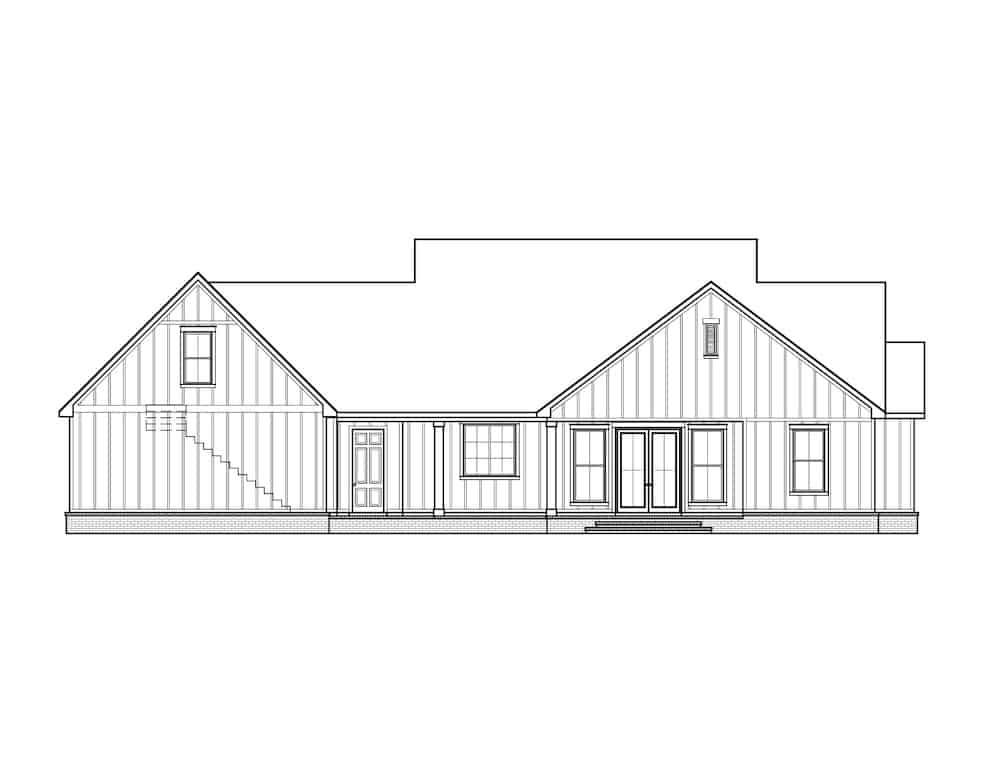 Home Plan Rear Elevation of this 3-Bedroom,2535 Sq Ft Plan -206-1007