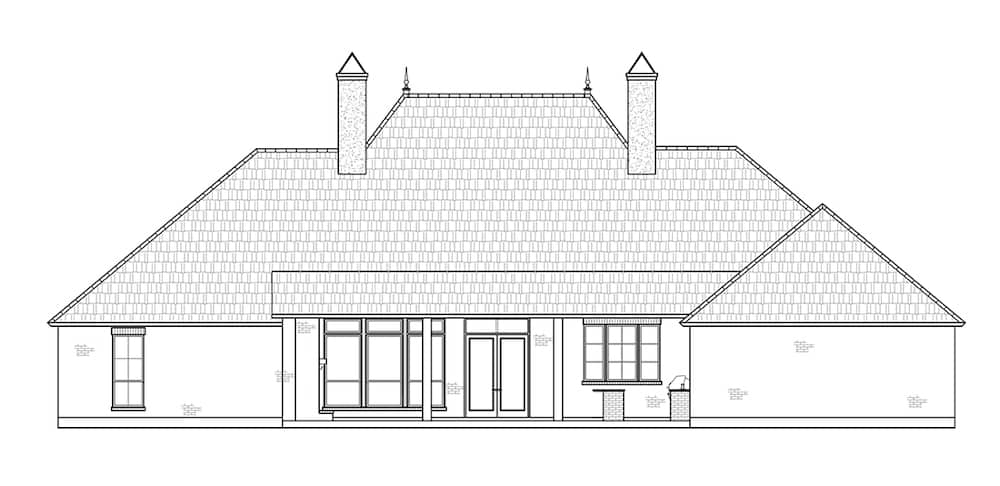 Home Plan Rear Elevation of this 4-Bedroom,3170 Sq Ft Plan -206-1009