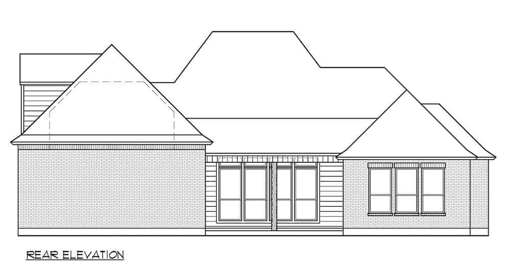Home Plan Rear Elevation of this 4-Bedroom,2843 Sq Ft Plan -206-1011