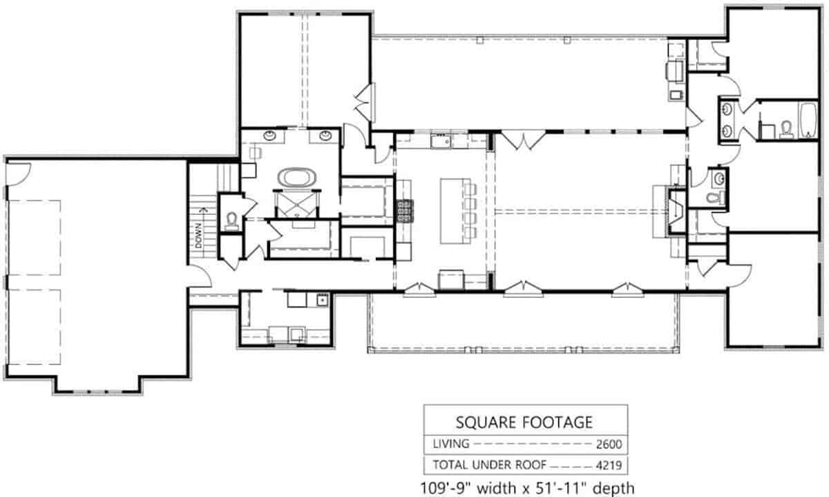 Main Level of Farmhouse Plan #206-1013