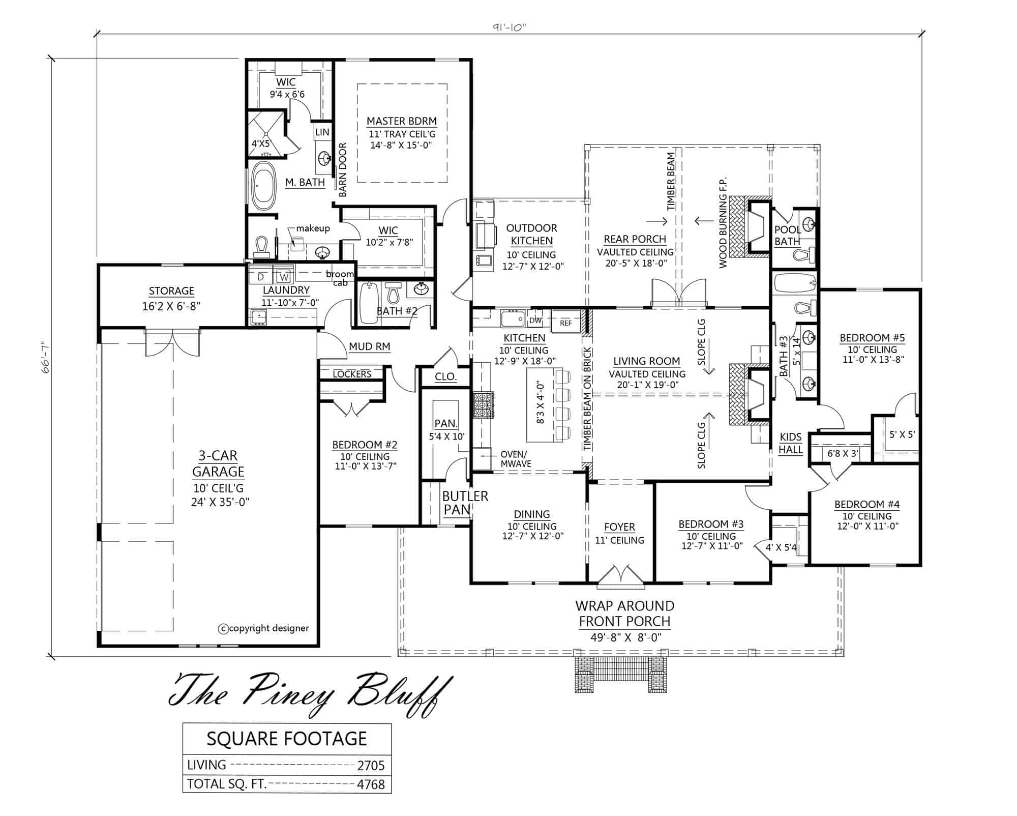 Main Level of Colonial Plan #206-1015