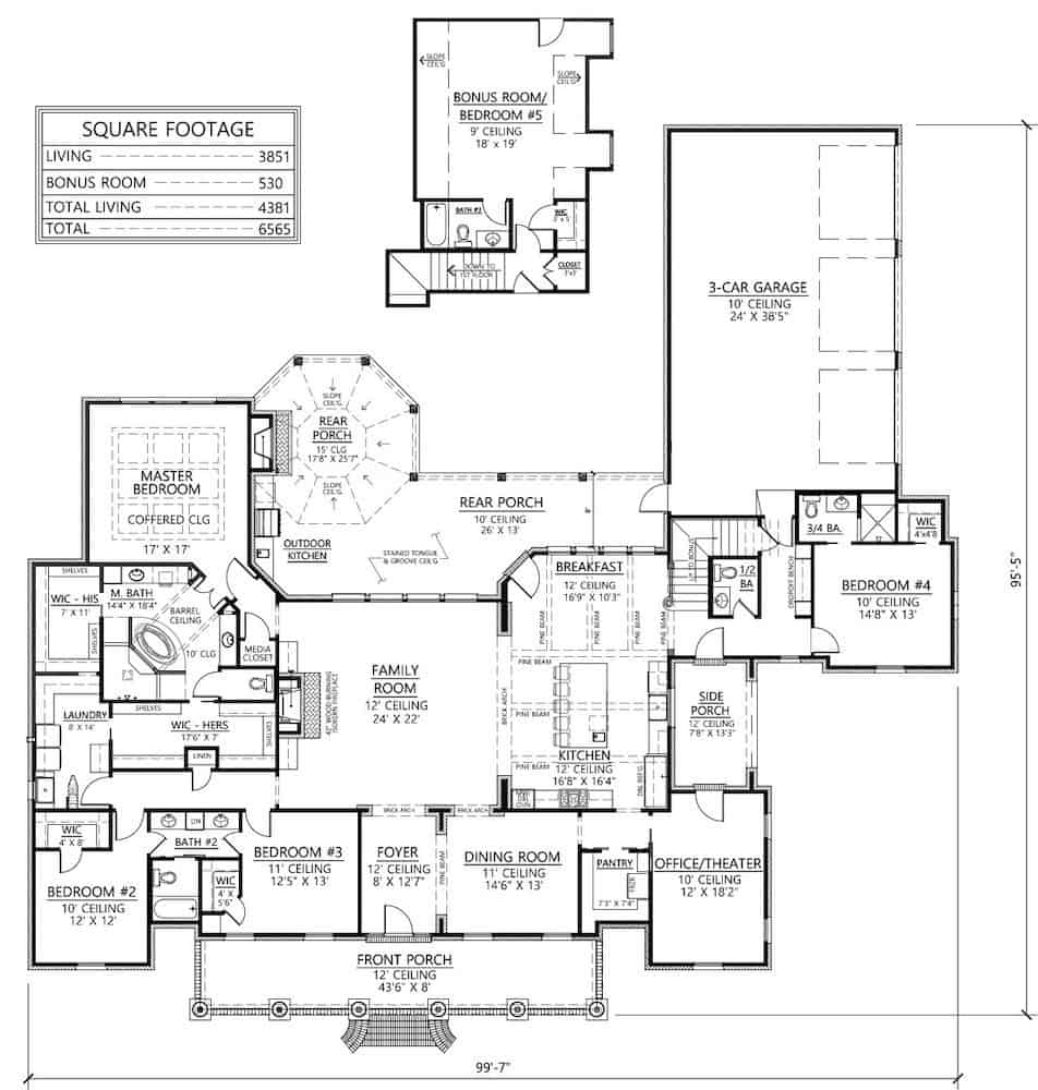 Floor Plan Main Level of French Plan #206-1016