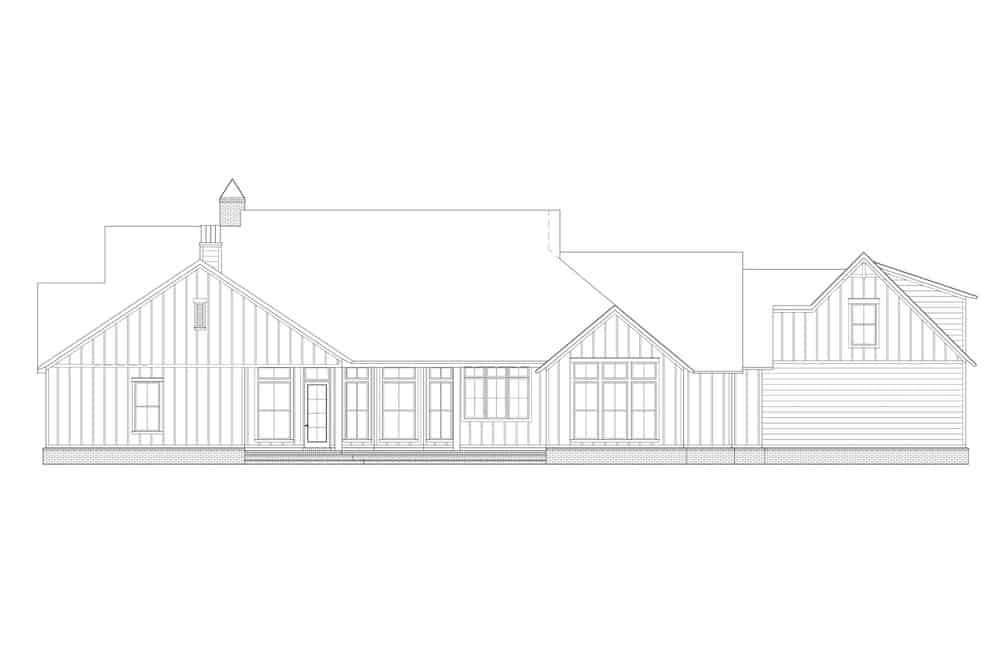 Home Plan Rear Elevation of this 4-Bedroom,3585 Sq Ft Plan -206-1020