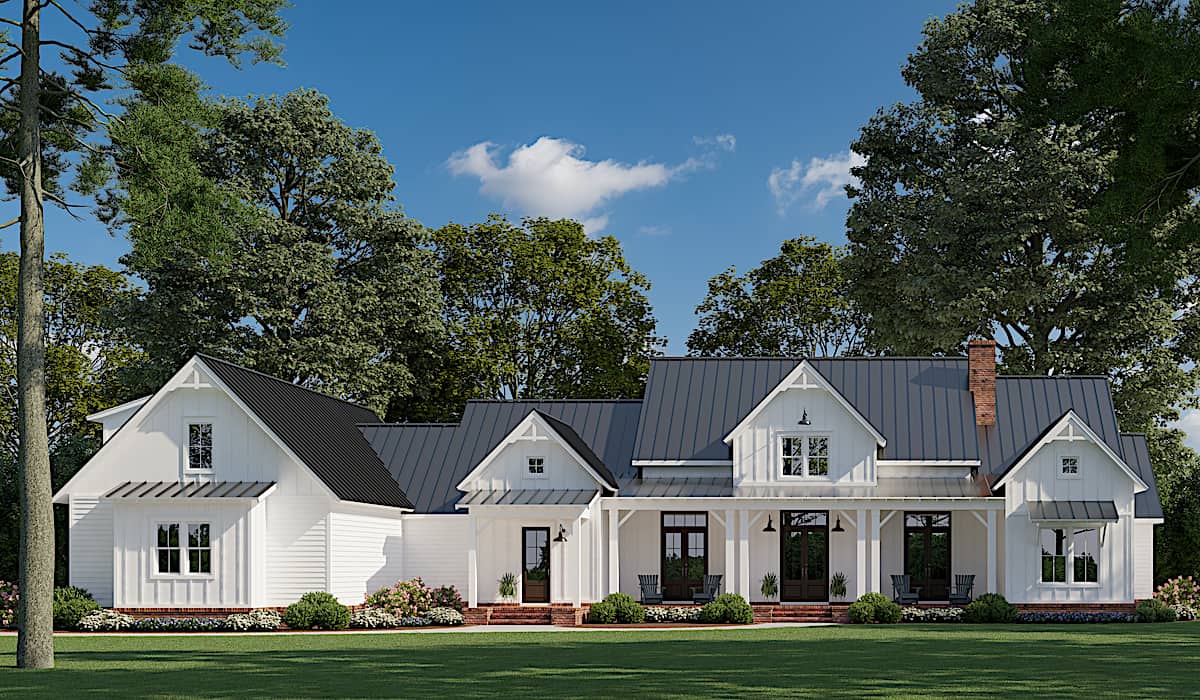 Farmhouse home (ThePlanCollection: Plan #206-1020)