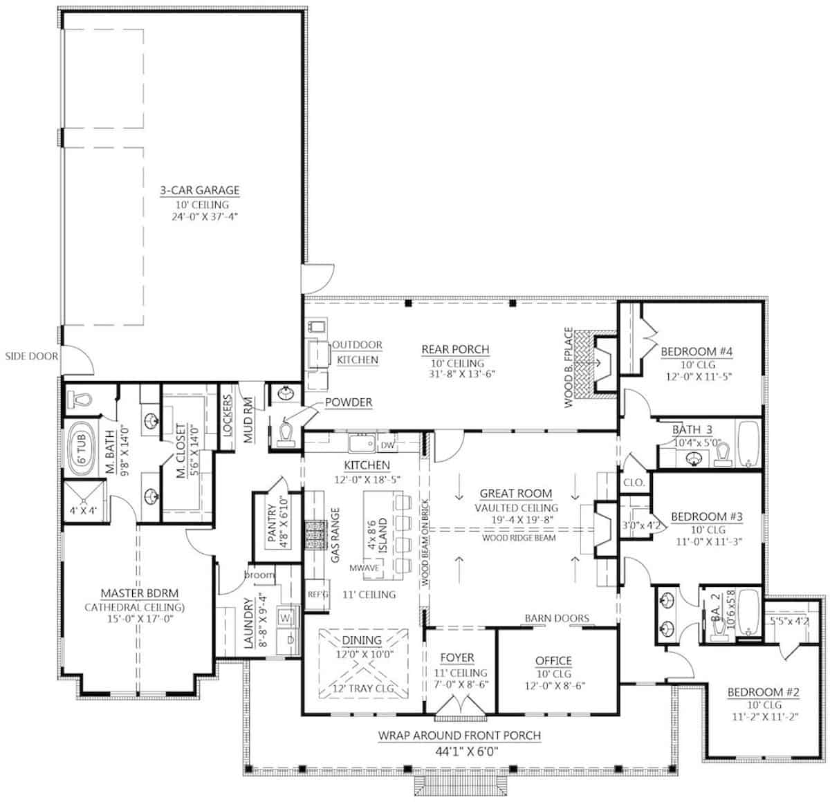 Floor Plan Main Level of Contemporary Plan #206-1023