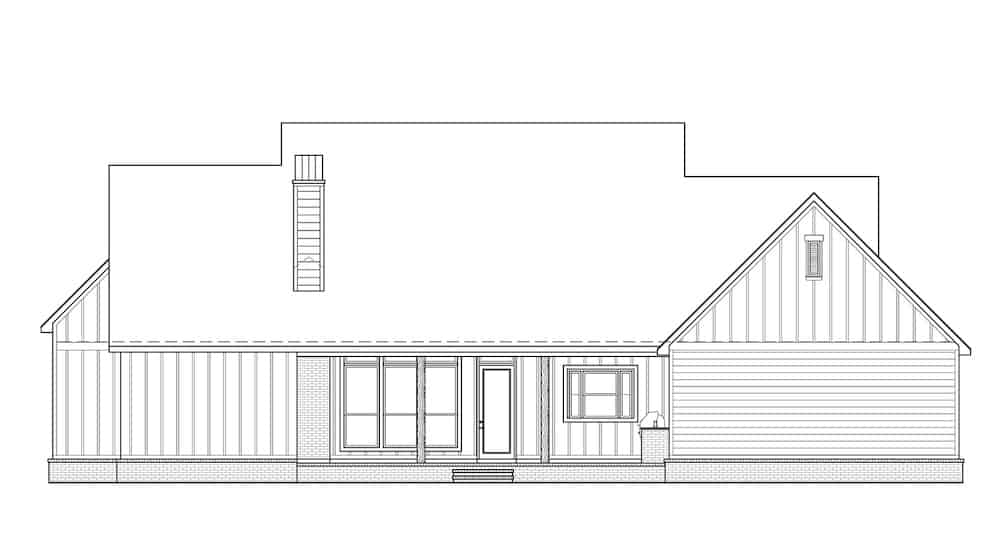 Home Plan Rear Elevation of this 4-Bedroom,2400 Sq Ft Plan -206-1023