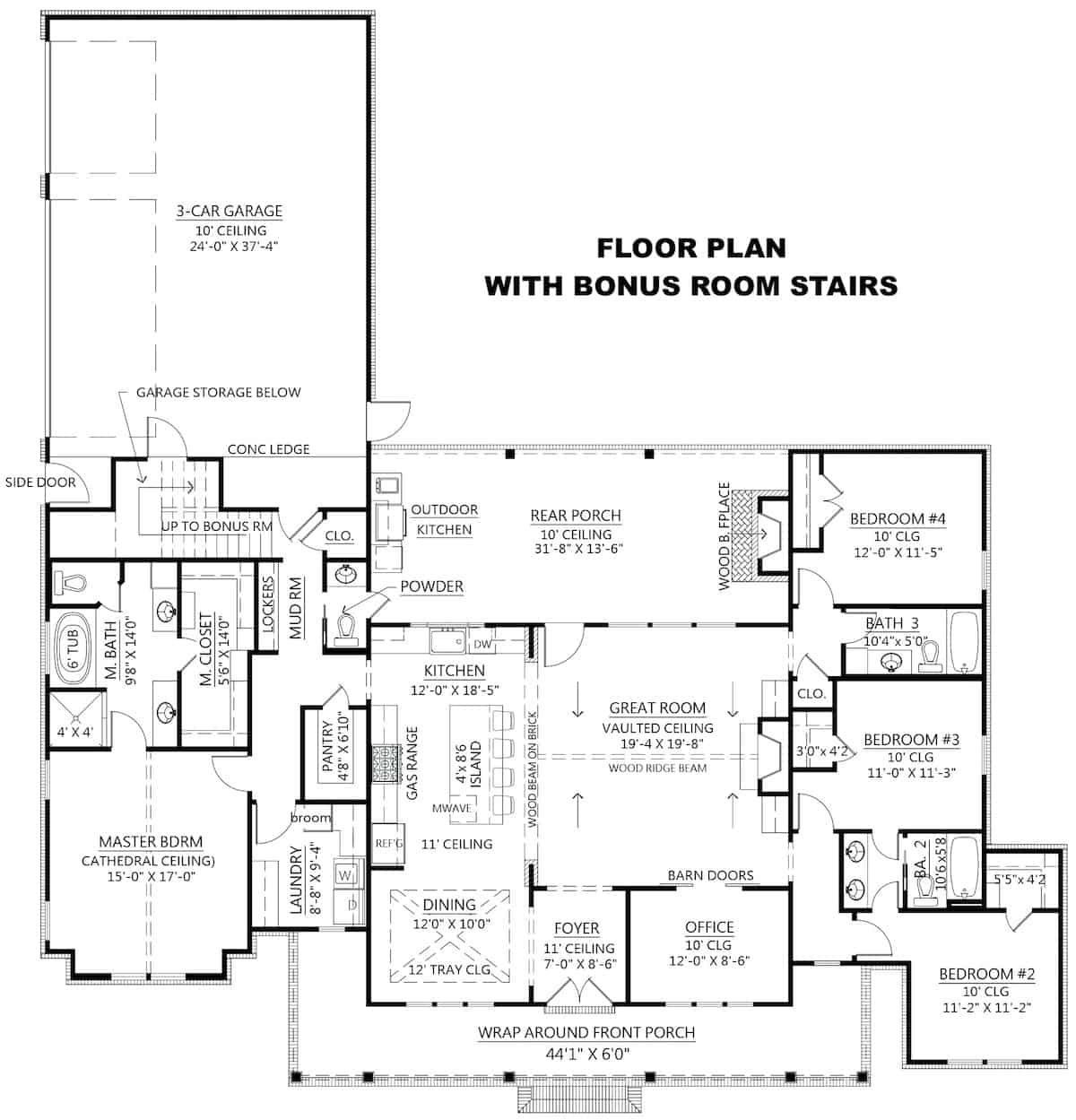 Floor Plan Main Level of Contemporary Plan #206-1023