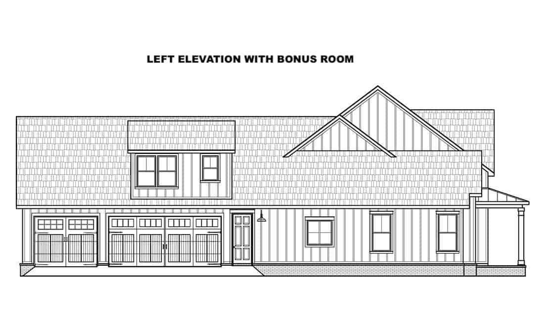 Home Plan Left Elevation of this 4-Bedroom,2400 Sq Ft Plan -206-1023