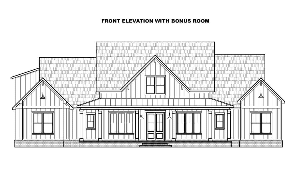 Home Plan Front Elevation of this 4-Bedroom,2400 Sq Ft Plan -206-1023