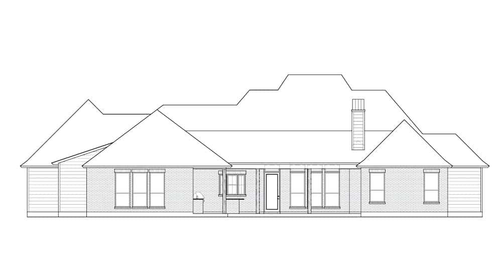 Home Plan Rear Elevation of this 4-Bedroom,3175 Sq Ft Plan -206-1025