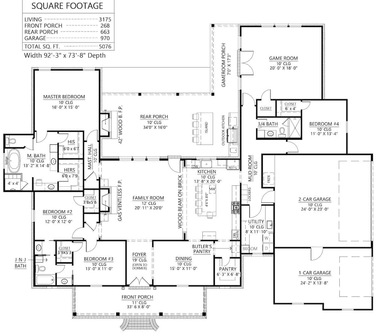 Floor Plan Main Level of Contemporary Plan #206-1025