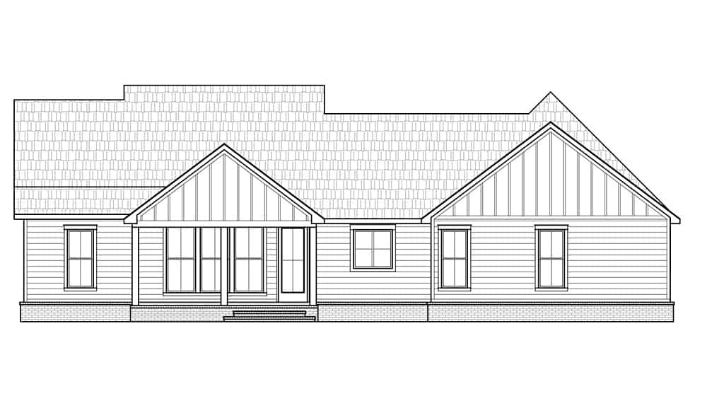 Home Plan Rear Elevation of this 3-Bedroom,1777 Sq Ft Plan -206-1026