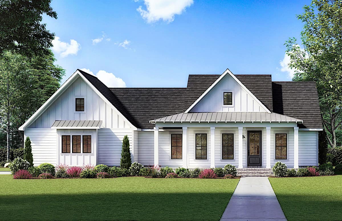 Modern Farmhouse home (ThePlanCollection: Plan #206-1026)