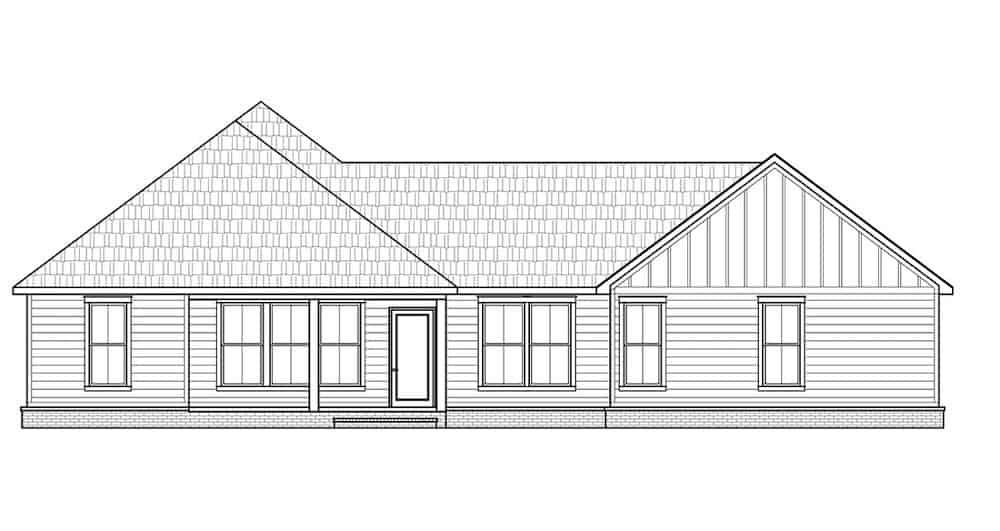 Home Plan Rear Elevation of this 3-Bedroom,1474 Sq Ft Plan -206-1027