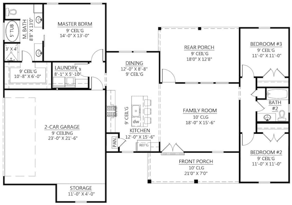 Floor Plan Main Level of Contemporary Plan #206-1027