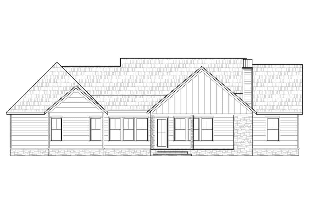 Home Plan Rear Elevation of this 4-Bedroom,2300 Sq Ft Plan -206-1030
