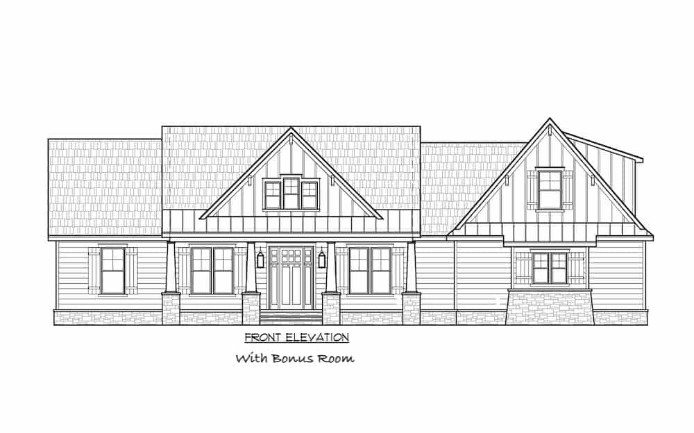 Home Plan Front Elevation of this 4-Bedroom,2300 Sq Ft Plan -206-1030
