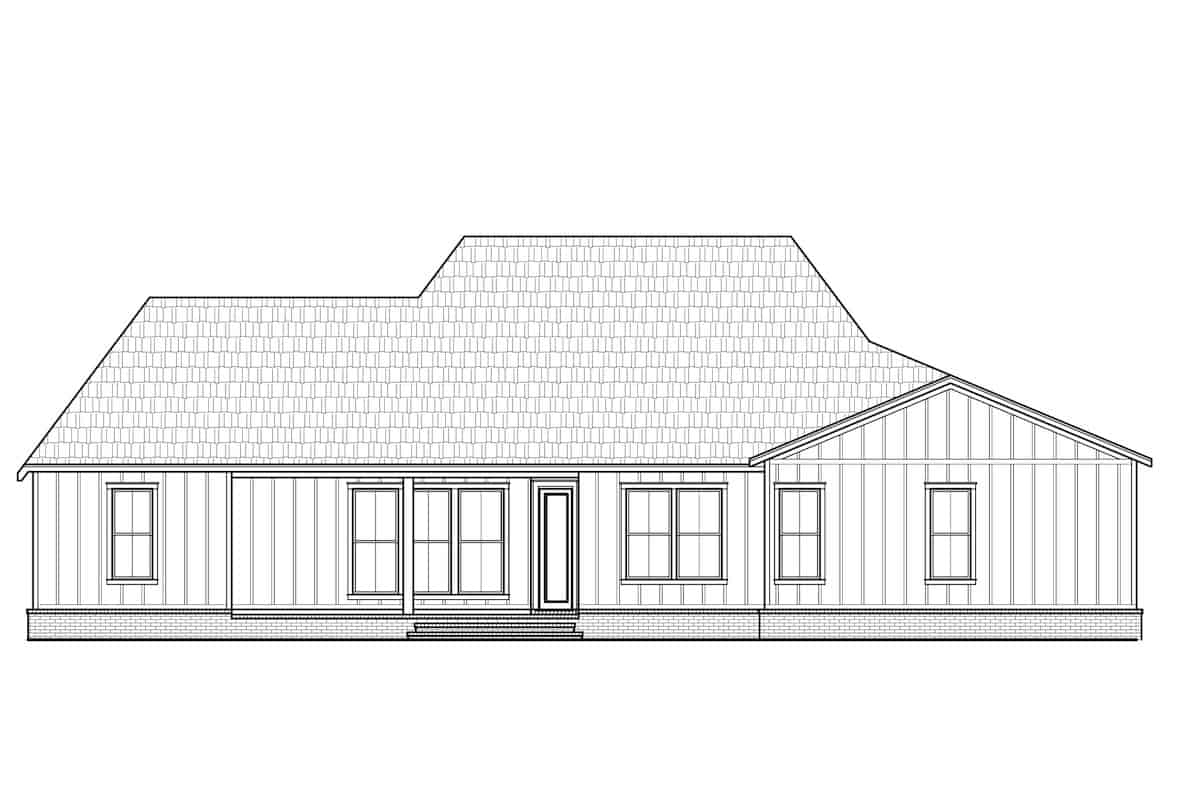 Home Plan Rear Elevation of this 3-Bedroom,1794 Sq Ft Plan -206-1031