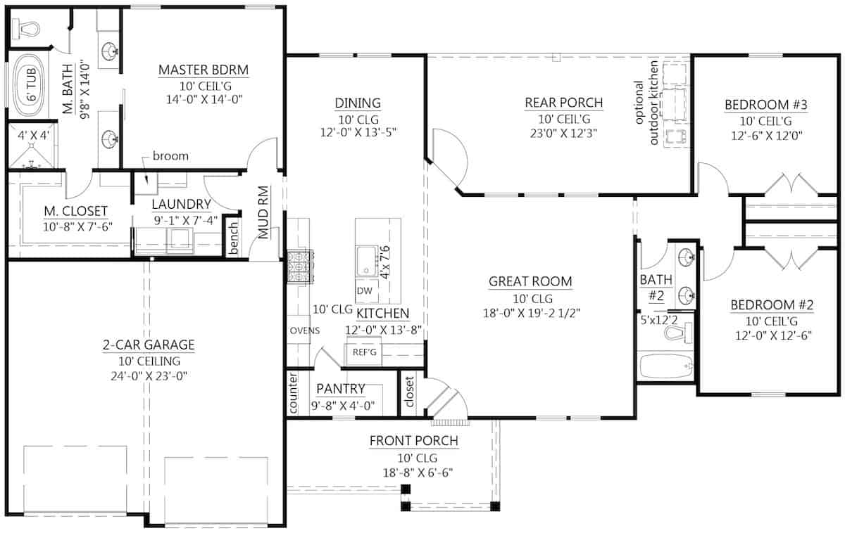 Floor Plan Main Level of Contemporary Plan #206-1031