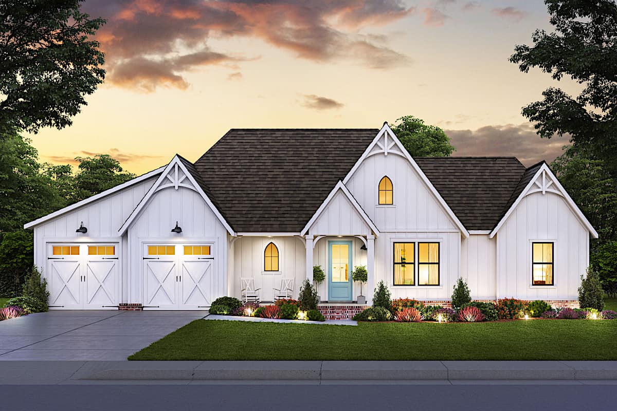 Front elevation of Contemporary home (ThePlanCollection: House Plan #206-1031)