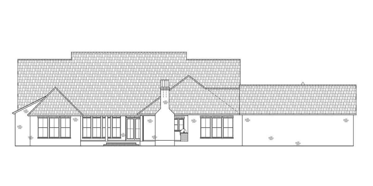 Home Plan Rear Elevation of this 4-Bedroom,3690 Sq Ft Plan -206-1032