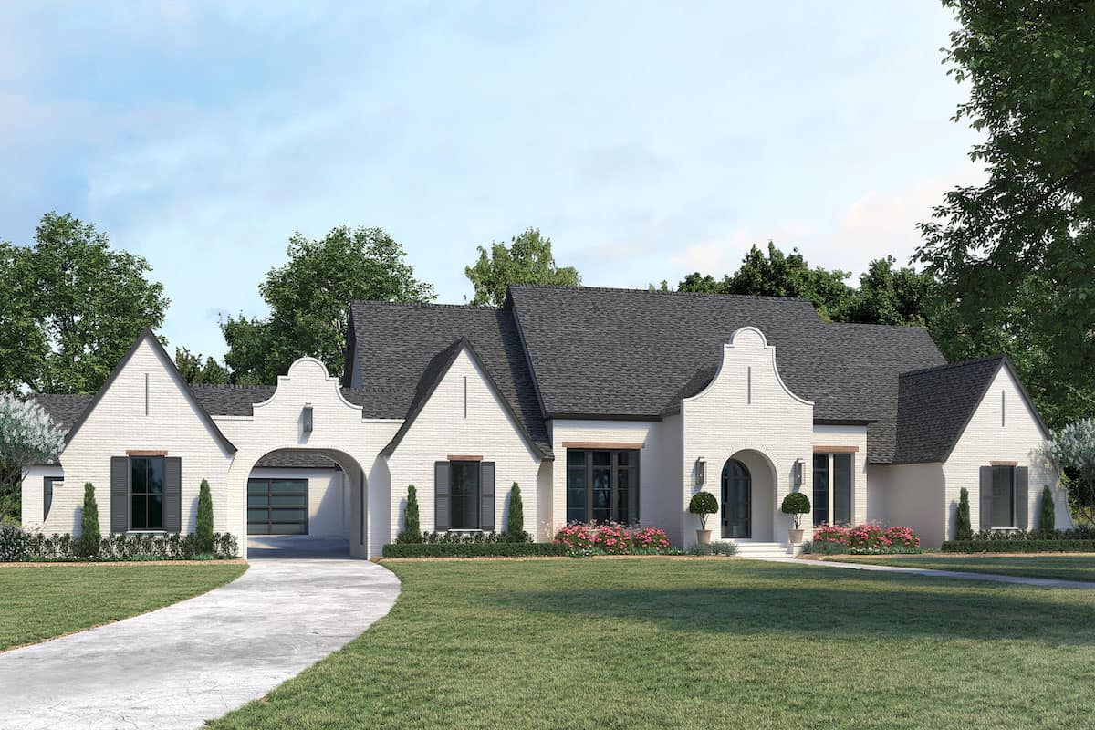 Front elevation of European home (ThePlanCollection: House Plan #206-1032)
