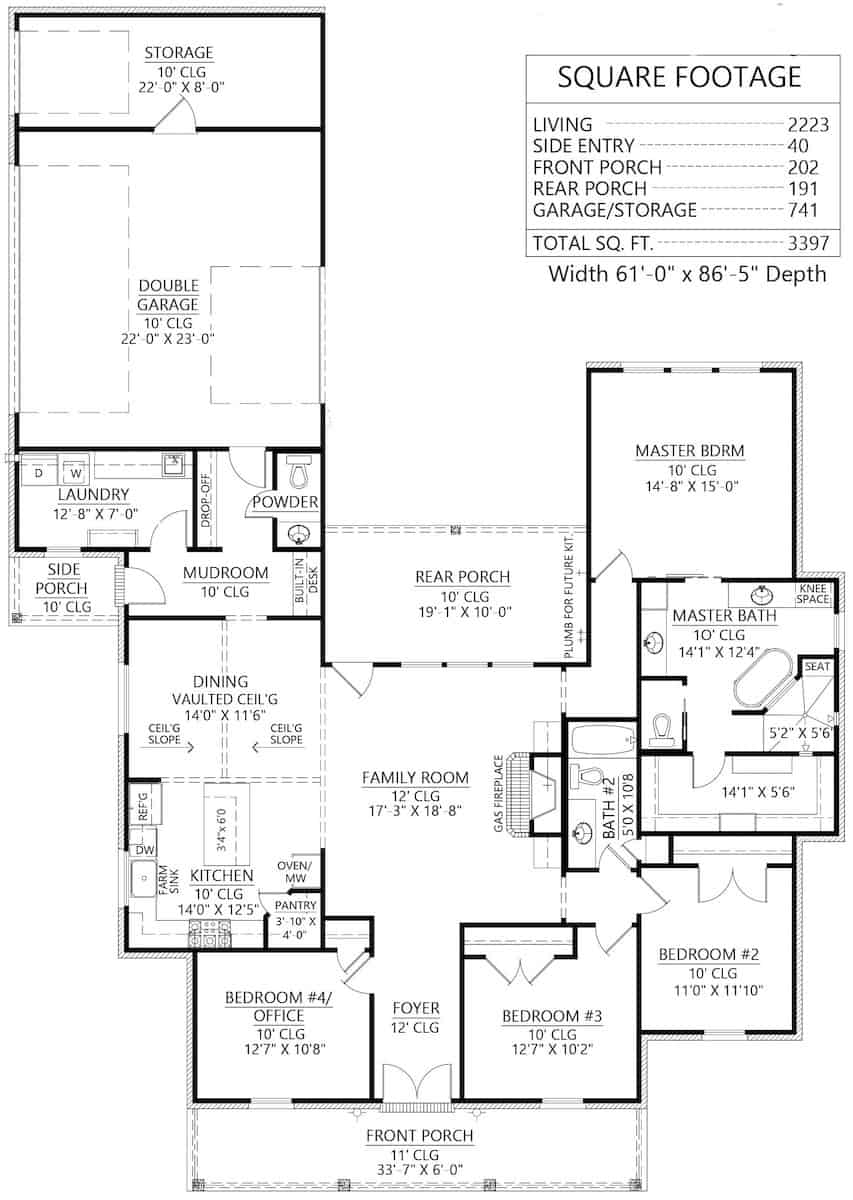 Floor Plan Main Level of Contemporary Plan #206-1033